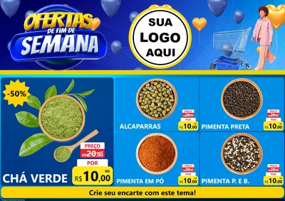 Modelo de Encarte para Encarte A4 Horizontal com o tema Ofertas de Fim de Semana para Produtos Naturais