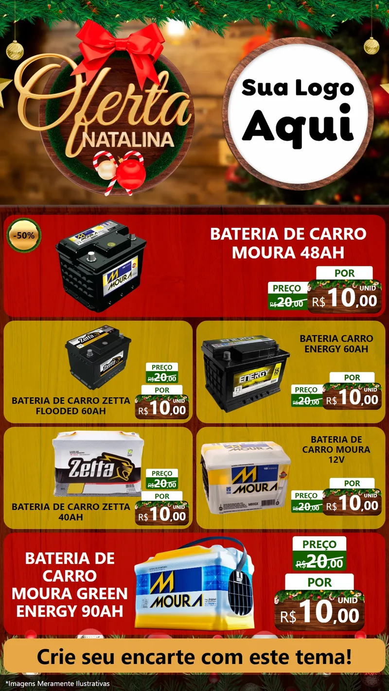 Modelo de TV para TV Vertical com o tema Ofertas Natalina para Baterias Elétricas