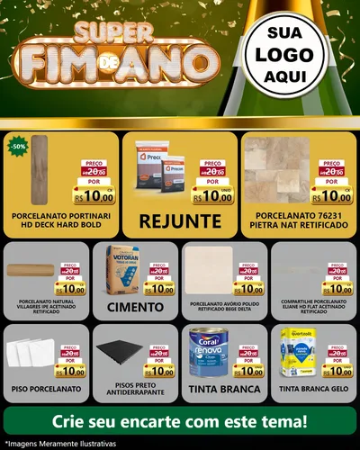 Modelo de Rede Social para Feed Instagram com o tema Super Fim de Ano para Pisos e revestimentos