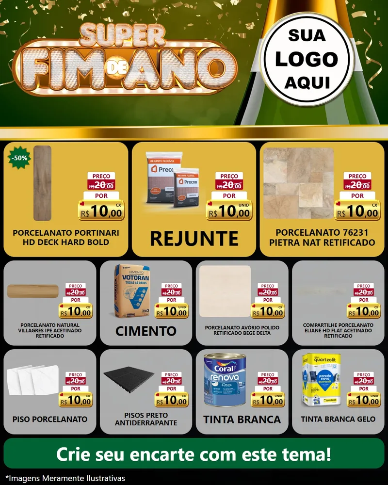 Modelo de Rede Social para Feed Instagram com o tema Super Fim de Ano para Pisos e revestimentos