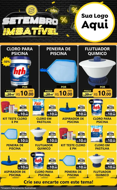 Modelo de Encarte para Encarte Grande com o tema Setembro Imbatível para Produtos para Piscina