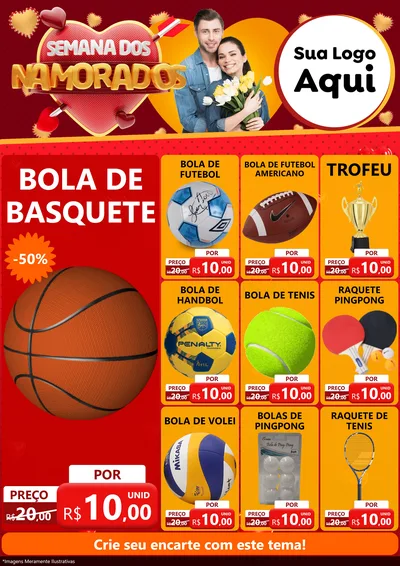 Modelo de Encarte para Encarte A4 Vertical com o tema Semana dos Namorados para Artigos Esportivos