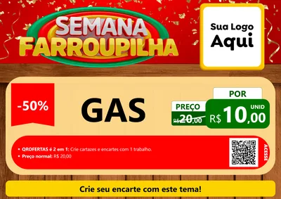 Modelo de Cartaz para Cartaz A4 Horizontal com o tema Semana Farroupilha para Água e gás