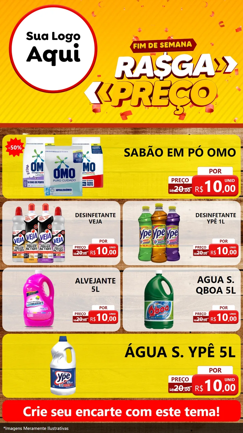 Modelo de TV para TV Vertical com o tema Fim de Semana Rasga Preços para Produtos de Limpeza