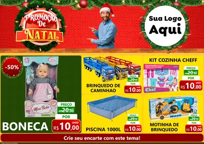 Modelo de Encarte para Encarte A4 Horizontal com o tema Promoção de Natal para Brinquedos