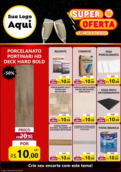 Modelo de Encarte para Encarte A4 Vertical com o tema Super Oferta Fim de Ano para Pisos e revestimentos