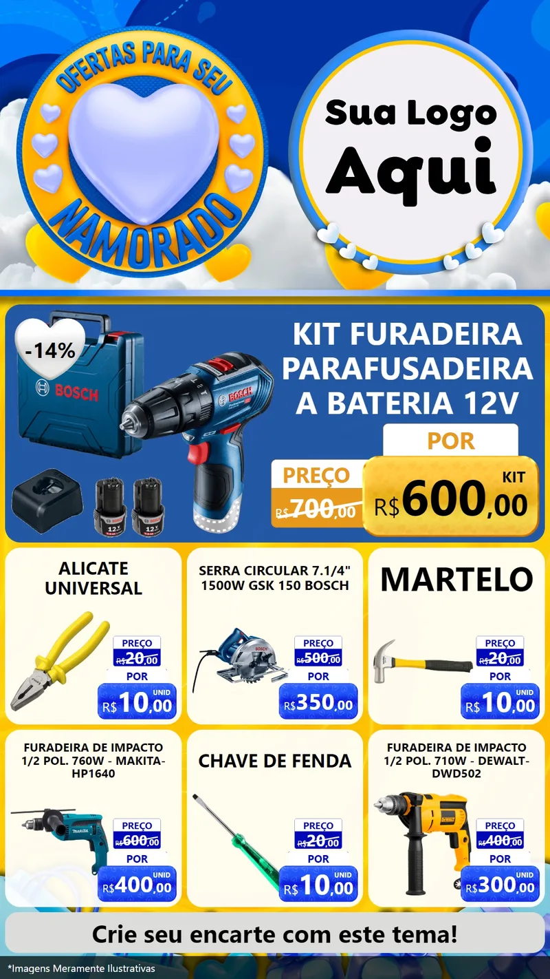 Modelo de Rede Social para Stories com o tema Ofertas Para Seu Namorado para Maquinas e Ferramentas