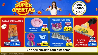Modelo de TV para TV Horizontal com o tema Super Ofertas para Pet Shop