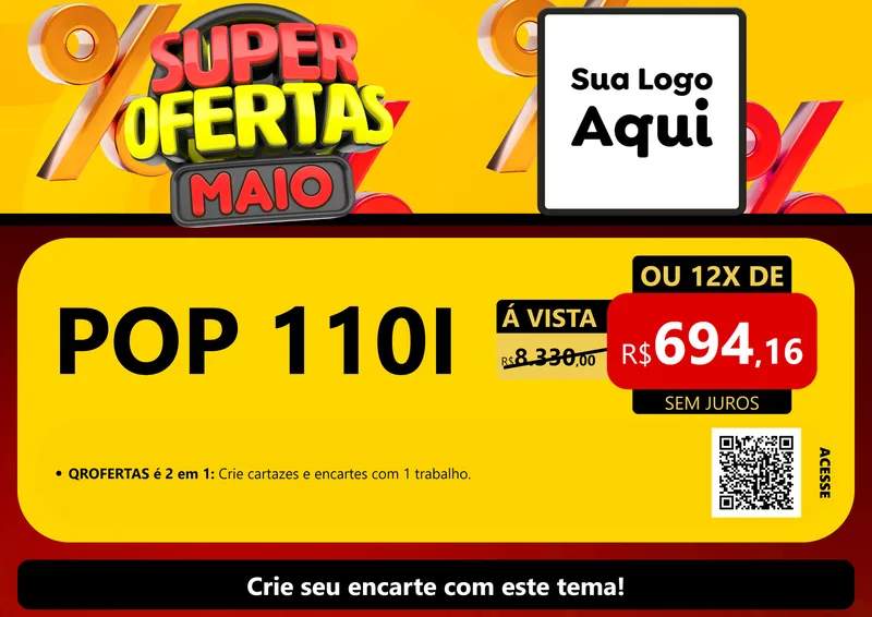 Modelo de Cartaz para Cartaz A4 Horizontal com o tema Super Ofertas Maio para Concessionaria de Motos