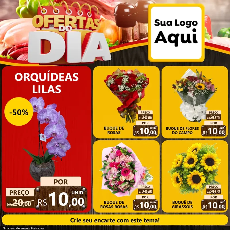 Modelo de Rede Social para Feed Facebook com o tema Ofertas do Dia para Floricultura e jardim