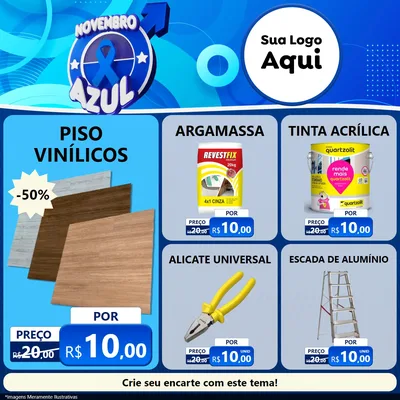 Modelo de Rede Social para Feed Facebook com o tema Novembro Azul para Material para Construção