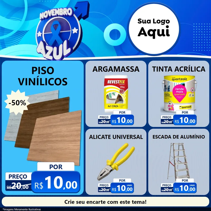 Modelo de Rede Social para Feed Facebook com o tema Novembro Azul para Material para Construção