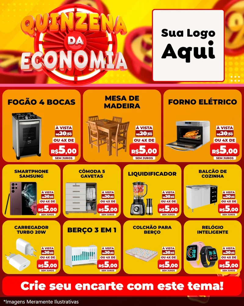 Modelo de Rede Social para Feed Instagram com o tema Quinzena Da Economia para Móveis e Eletro