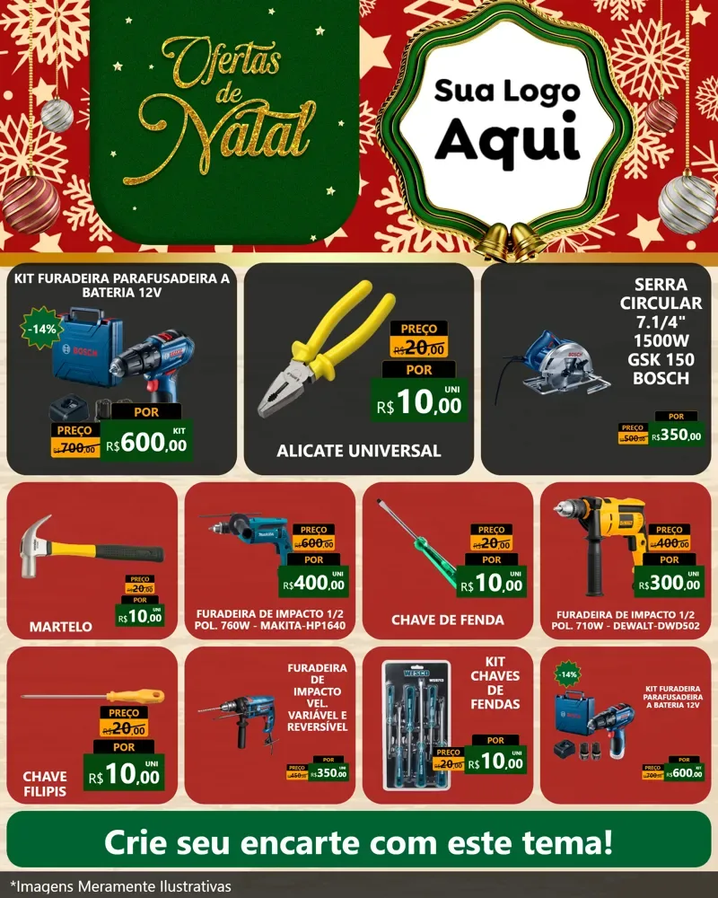 Modelo de Rede Social para Feed Instagram com o tema Natal de Ofertas para Maquinas e Ferramentas