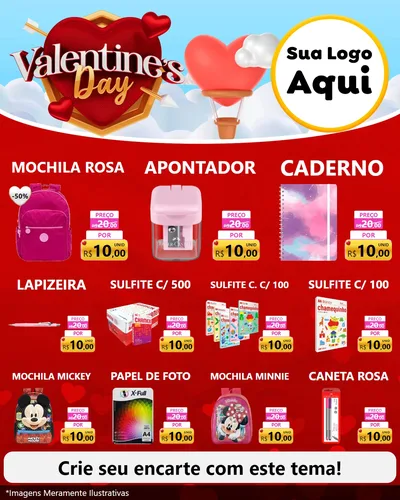 Modelo de Rede Social para Feed Instagram com o tema Valentine's Day para Papelaria