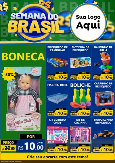 Modelo de Encarte para Encarte A4 Vertical com o tema Semana Do Brasil para Brinquedos