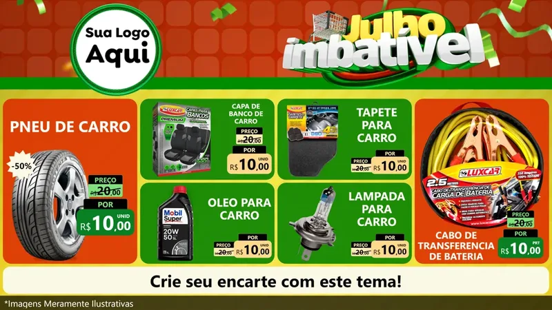 Modelo de TV para TV Horizontal com o tema Julho Imbatível para Auto peças