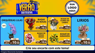 Modelo de TV para TV Horizontal com o tema Ofertas de Verão Quentíssimas para Floricultura e jardim
