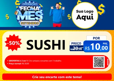 Modelo de Cartaz para Cartaz A4 Horizontal com o tema Operação Fecha Mês Setembro para Comida japonesa