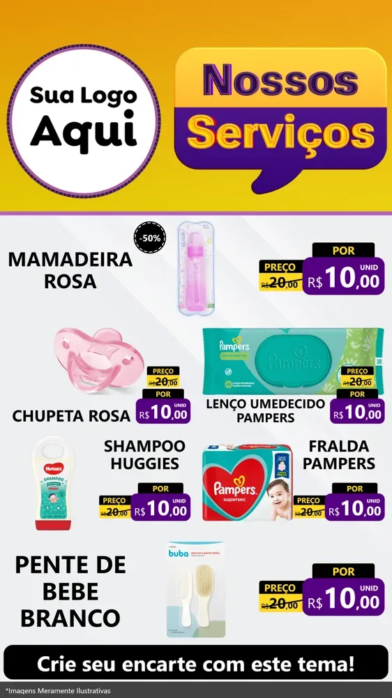 Modelo de TV para TV Vertical com o tema Nossos Serviços para Bebês