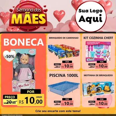 Modelo de Rede Social para Feed Facebook com o tema Semana das Mães para Brinquedos