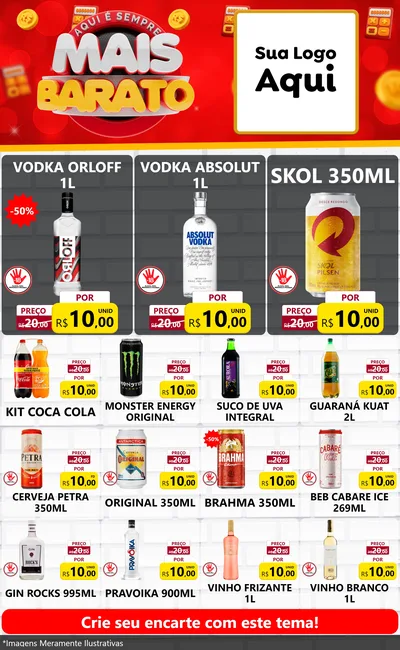 Modelo de Encarte para Encarte Grande com o tema Mais Barato para Distribuidora de bebidas