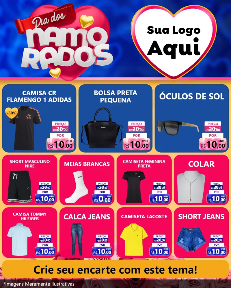 Modelo de Rede Social para Feed Instagram com o tema Dia dos namorados para Roupas e acessórios