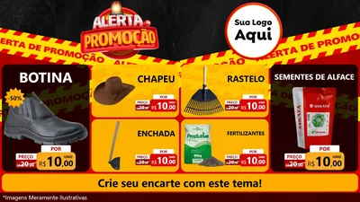Modelo de TV para TV Horizontal com o tema Alerta de Promoção para Agropecuária