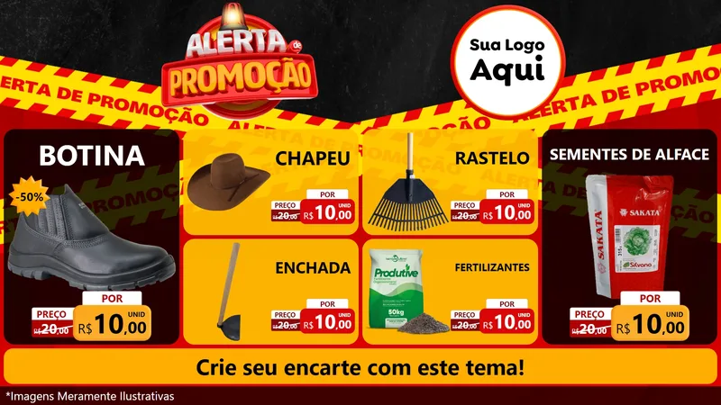 Modelo de TV para TV Horizontal com o tema Alerta de Promoção para Agropecuária