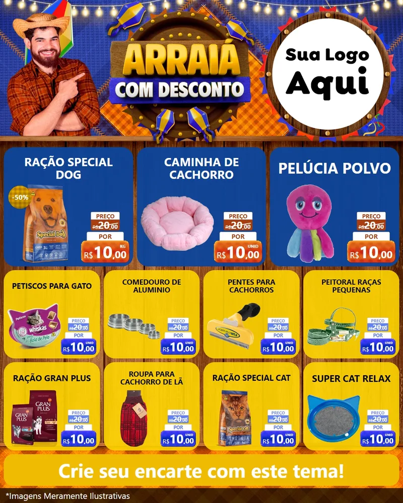 Modelo de Rede Social para Feed Instagram com o tema Arraiá Com Desconto para Pet Shop