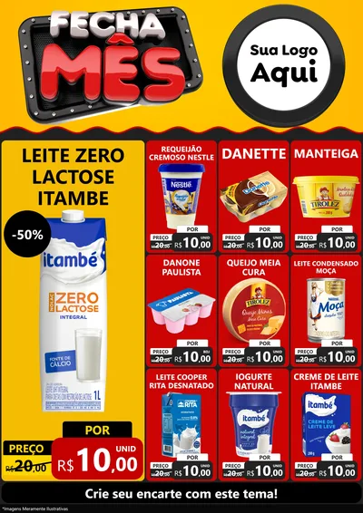 Modelo de Encarte para Encarte A4 Vertical com o tema Fecha Mês para Frios e Laticínios