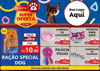 Modelo de Encarte para Encarte A4 Horizontal com o tema Quarta Super Oferta Pet Shop para Pet Shop