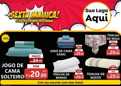 Modelo de Encarte para Encarte A4 Horizontal com o tema Sexta Maluca! para Cama, Mesa e Banho