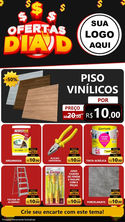 Modelo de Rede Social para Stories com o tema Ofertas Dia D para Material para Construção