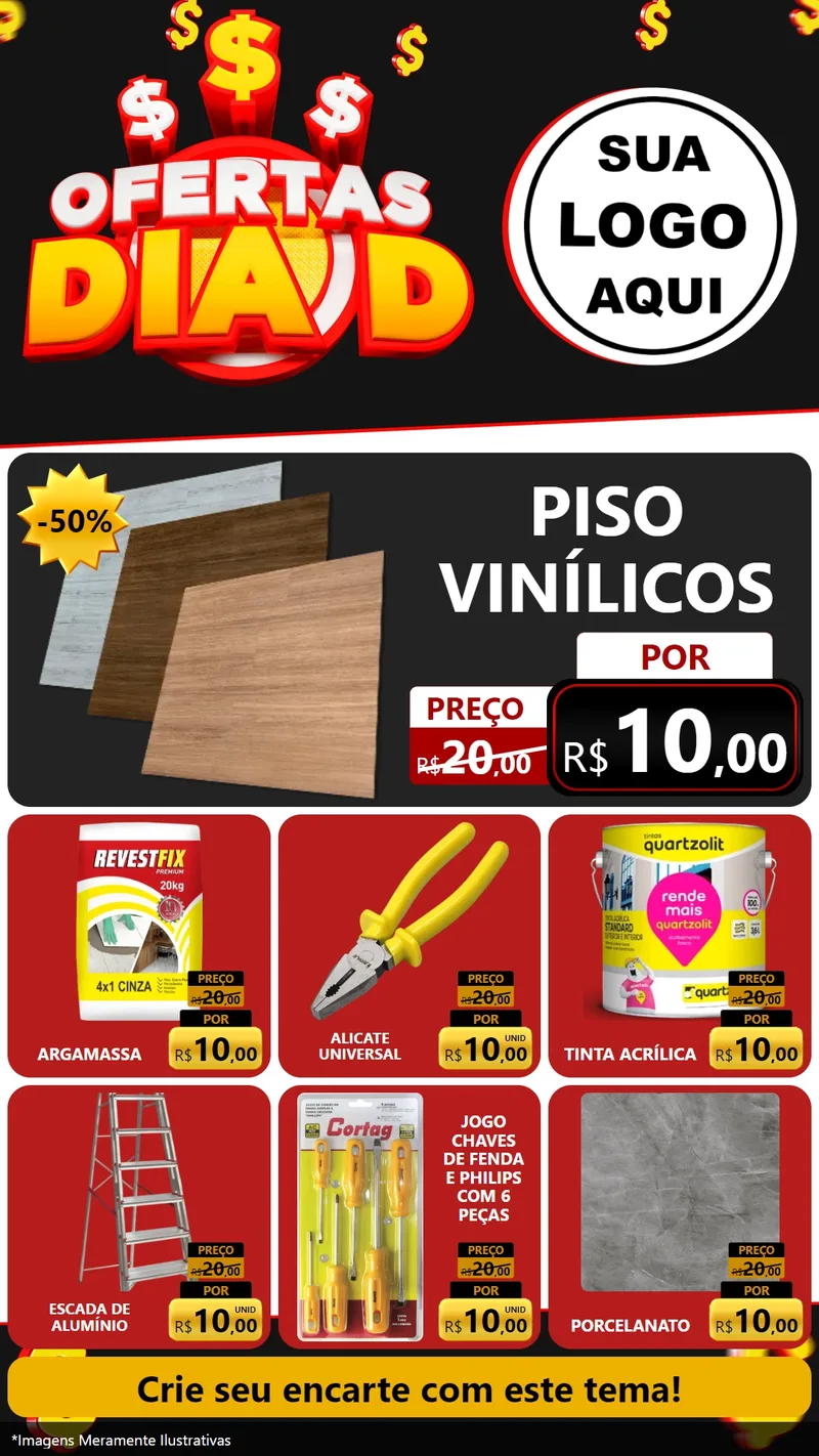 Modelo de Rede Social para Stories com o tema Ofertas Dia D para Material para Construção
