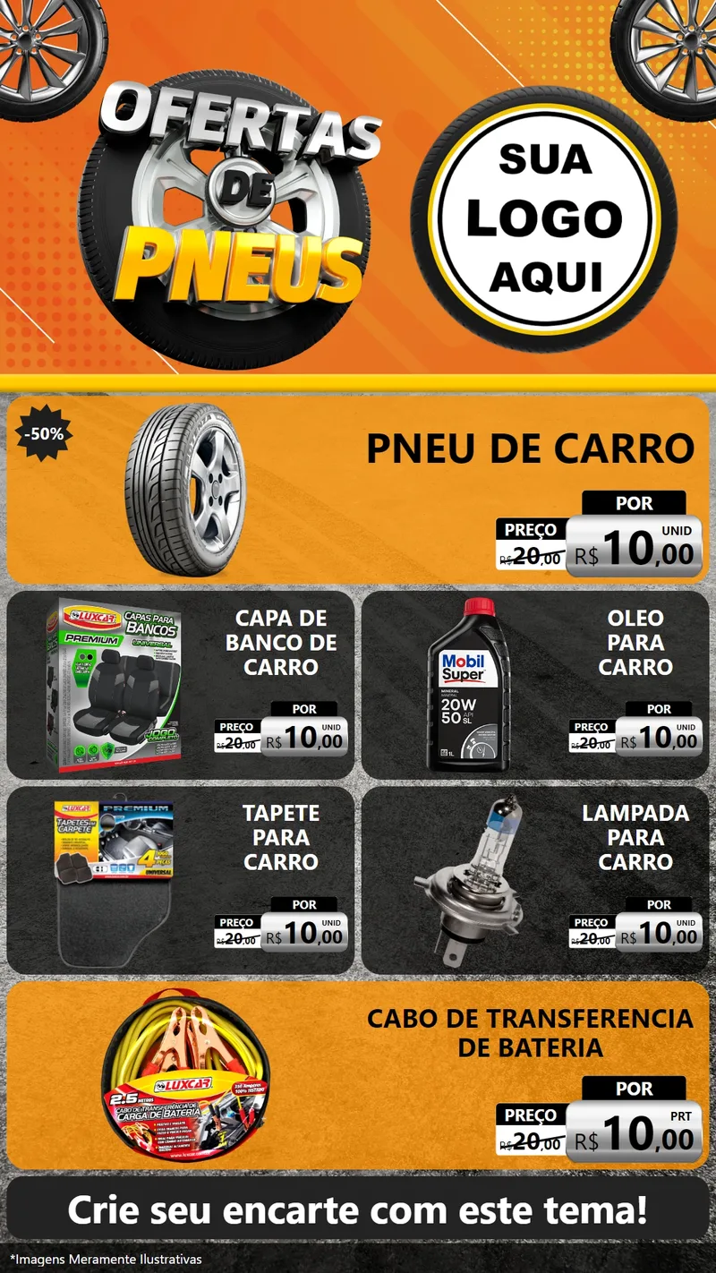 Modelo de TV para TV Vertical com o tema Ofertas de Pneus para Auto peças