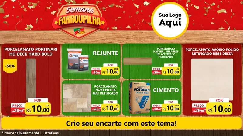 Modelo de TV para TV Horizontal com o tema Semana Farroupilha para Pisos e revestimentos