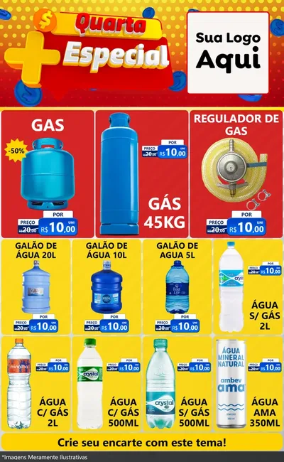Modelo de Encarte para Encarte Grande com o tema Quarta Mais Especial para Água e gás