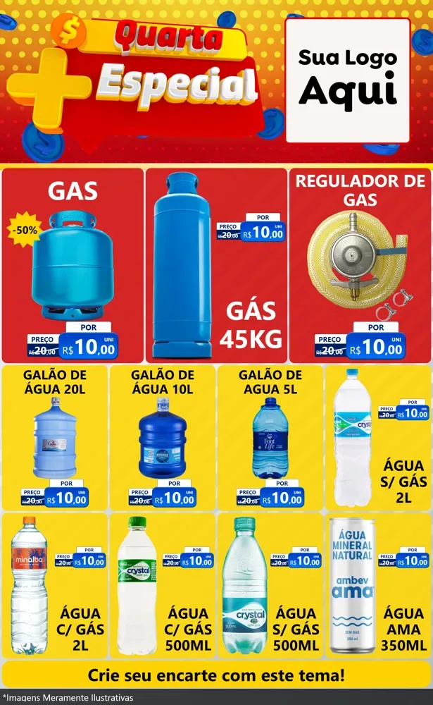 Modelo de Encarte para Encarte Grande com o tema Quarta Mais Especial para Água e gás