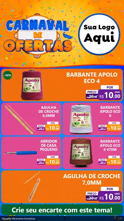 Modelo de TV para TV Vertical com o tema Carnaval de Ofertas para Armarinho e Aviamentos