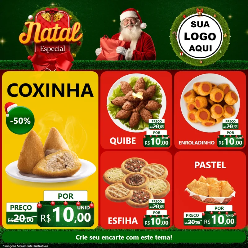 Modelo de Rede Social para Feed Facebook com o tema Natal Especial para Salgadaria
