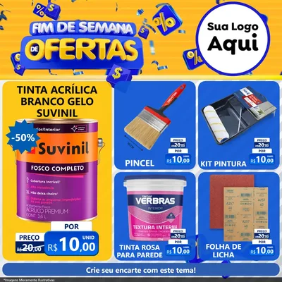 Modelo de Rede Social para Feed Facebook com o tema Fim de Semana de Ofertas para Tintas e Ferramentas