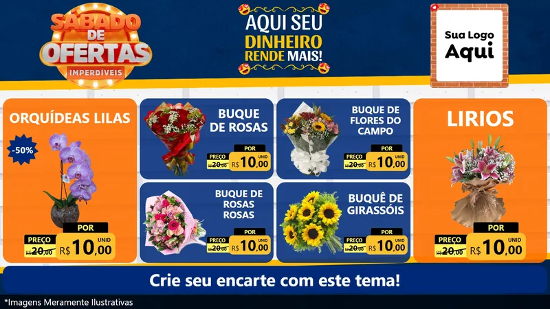 Modelo de TV para TV Horizontal com o tema Sábado de Ofertas Imperdíveis para Floricultura e jardim