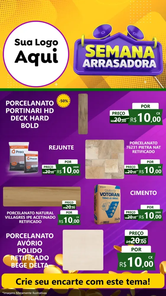 Modelo de TV para TV Vertical com o tema Semana Arrasadora para Pisos e revestimentos