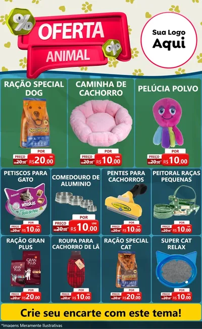 Modelo de Encarte para Encarte Grande com o tema Oferta Animal para Pet Shop