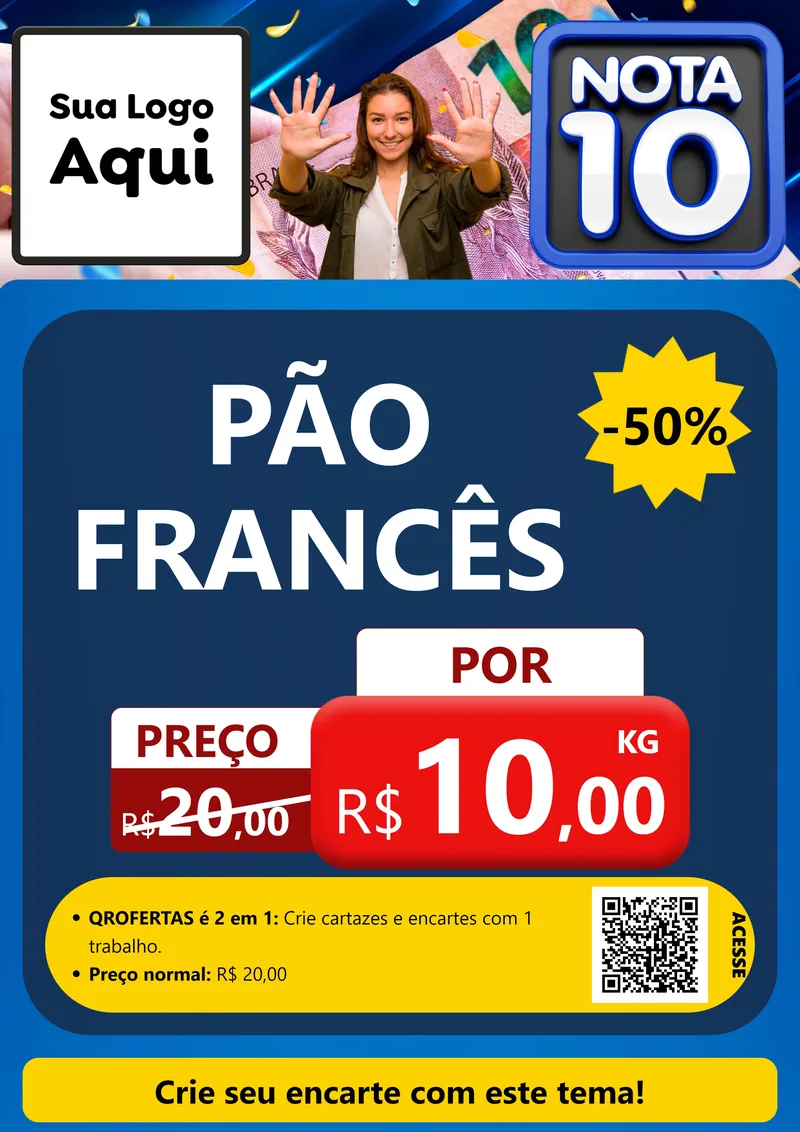 Modelo de Cartaz para Cartaz A4 Vertical com o tema Nota 10 para Padaria