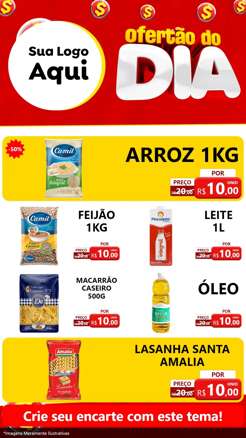 Modelo de TV para TV Vertical com o tema Ofertão do dia para Supermercado