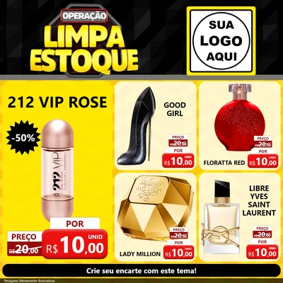 Modelo de Rede Social para Feed Facebook com o tema Operação Limpa Estoque para Perfumes