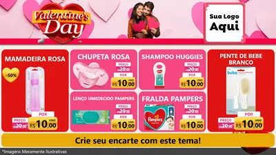 Modelo de TV para TV Horizontal com o tema Valentine's Day para Bebês