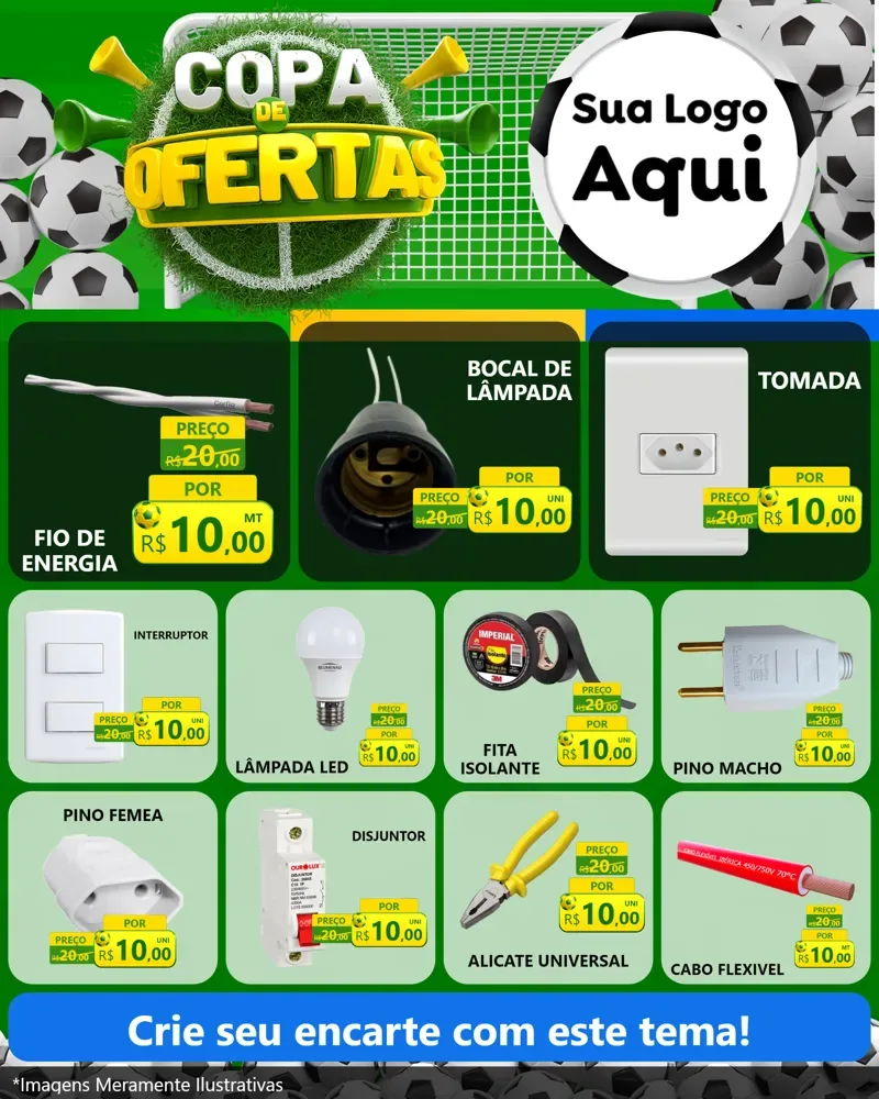 Modelo de Rede Social para Feed Instagram com o tema Copa De Ofertas para Materiais Elétricos